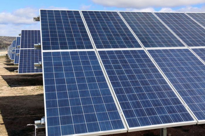 Close up of solar panel at Royalla, ACT Up close photo of solar panels in a field.