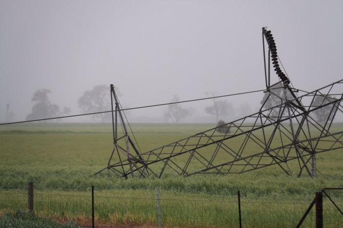 Collapsed transmission tower Collapsed transmission tower
